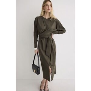 NEW Modern Citizen Wei Tie-Front Organic Cotton Dress in Nori, Size PL